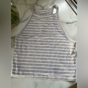 Aerie Stretchy Grey & White Banded Crop Top